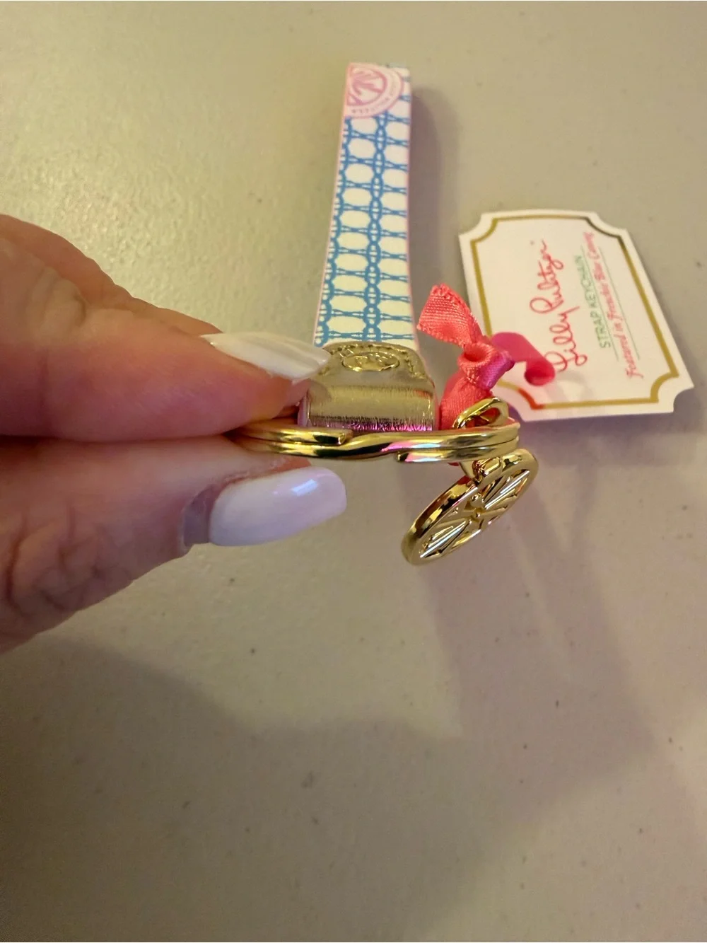 Lilly Pulitzer Strap Keychain in ‘Frenchie Blue Caning’ - *NWT*